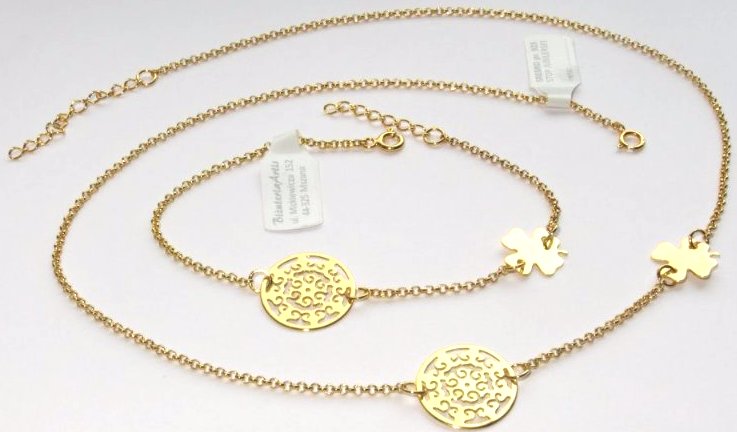 

Złoty komplet Celebrytka ażur koniczynka srebro925