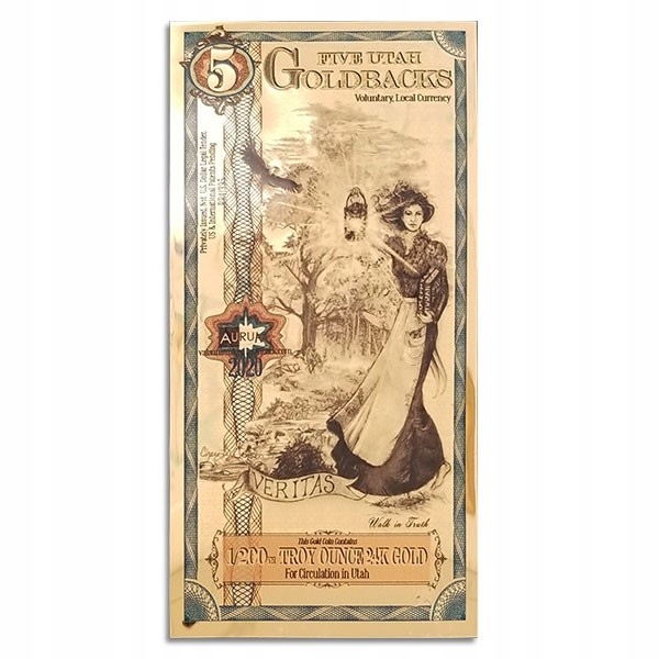 

Złoty Banknot 5 Utah Goldbacks Gold Note 1/200 oz
