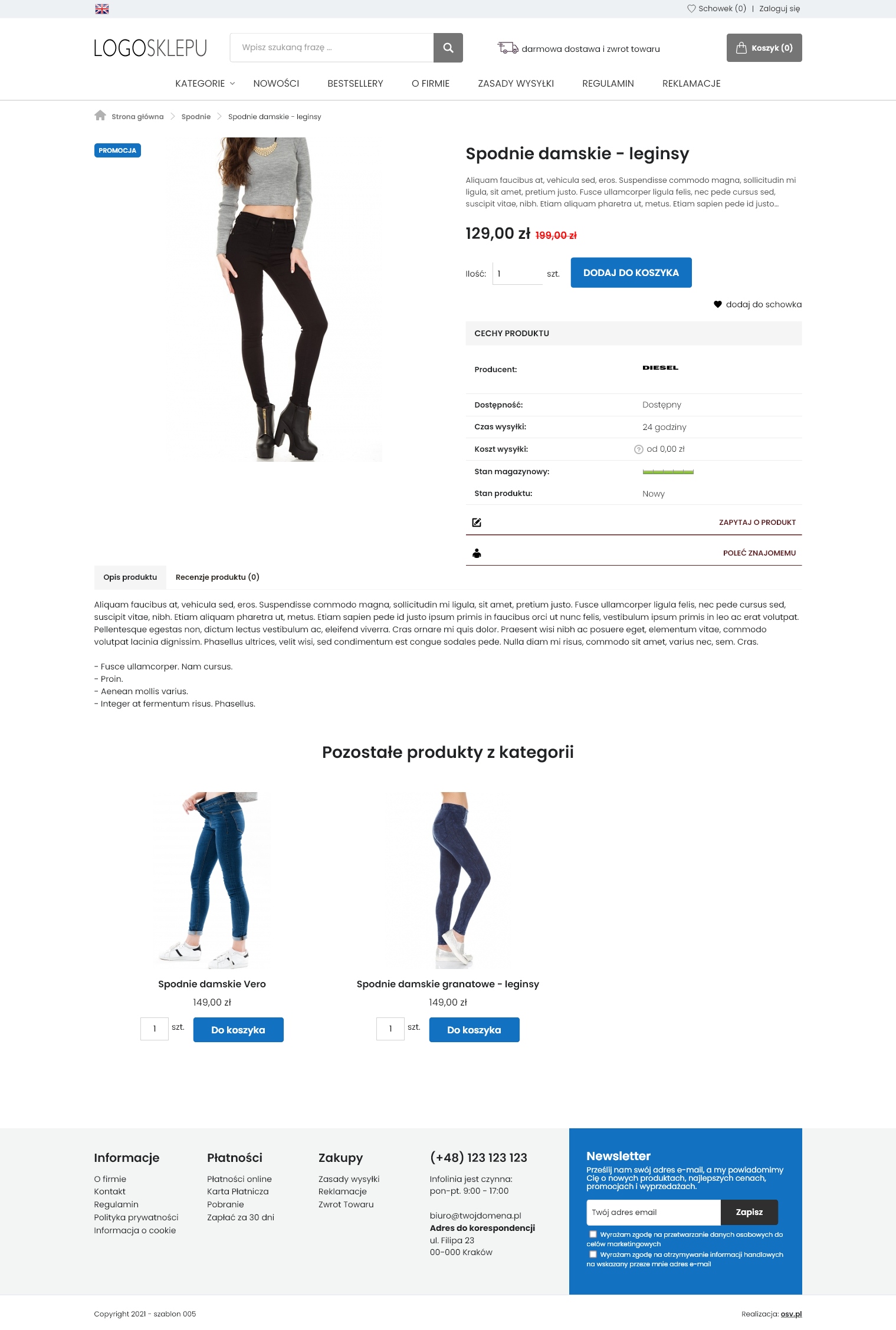 SKLEP INTERNETOWY + SZABLON PREMIUM005 +INTEGRACJE Nazwa Sklep Internetowy + Szablon PREMIUM 005