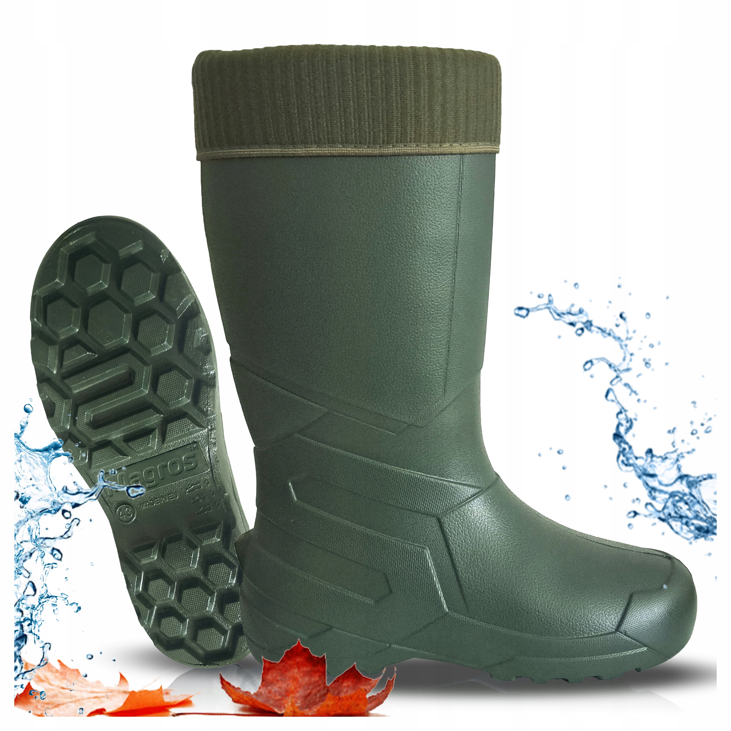 Holínky Pánské Pěnové Lehké Gumáky Vysoké Silné Zateplené Polské vel. 40