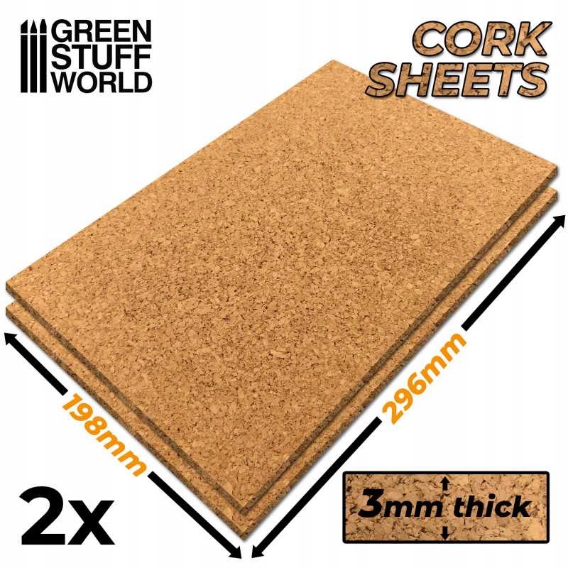 GSW 10458 Cork Sheet in 3mm [SET 2pcs] (podstawa do dioram)