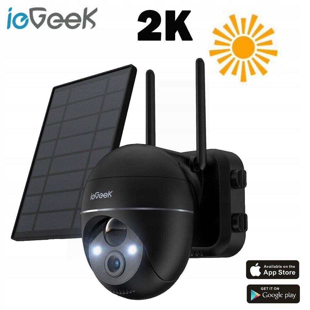 Venkovní Otočná Bezdrátová Solární Kamera Wifi 2K 3MPx 4X Zoom 32GB