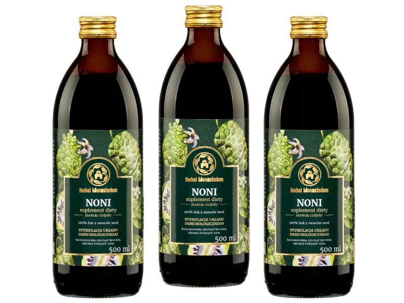 Wielopak: sok Noni naturalny bez barwników, cukru i konserwantów 3x500 ml