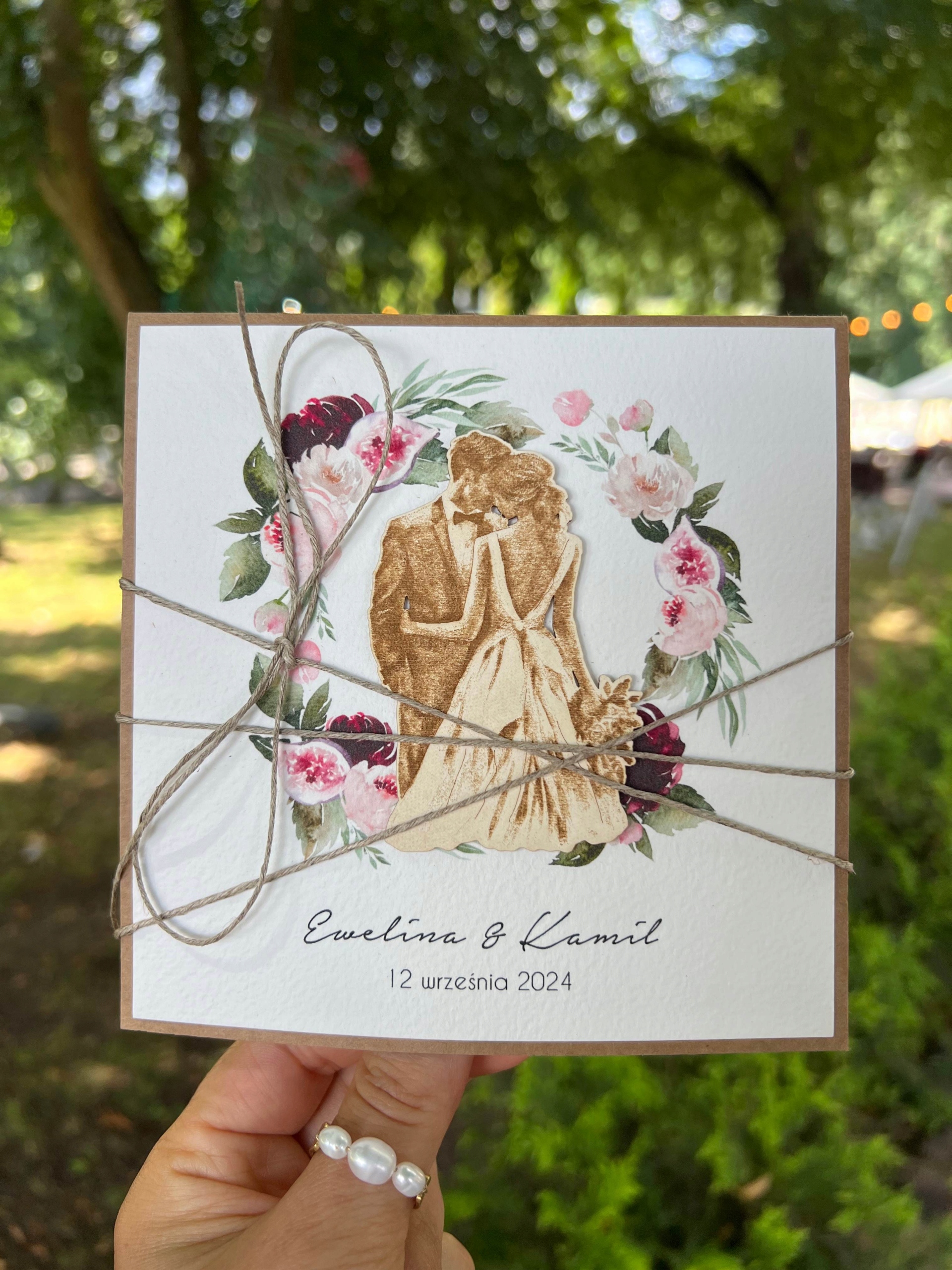 Přání na svatba svatební ručně vyrobené s boho personalizací