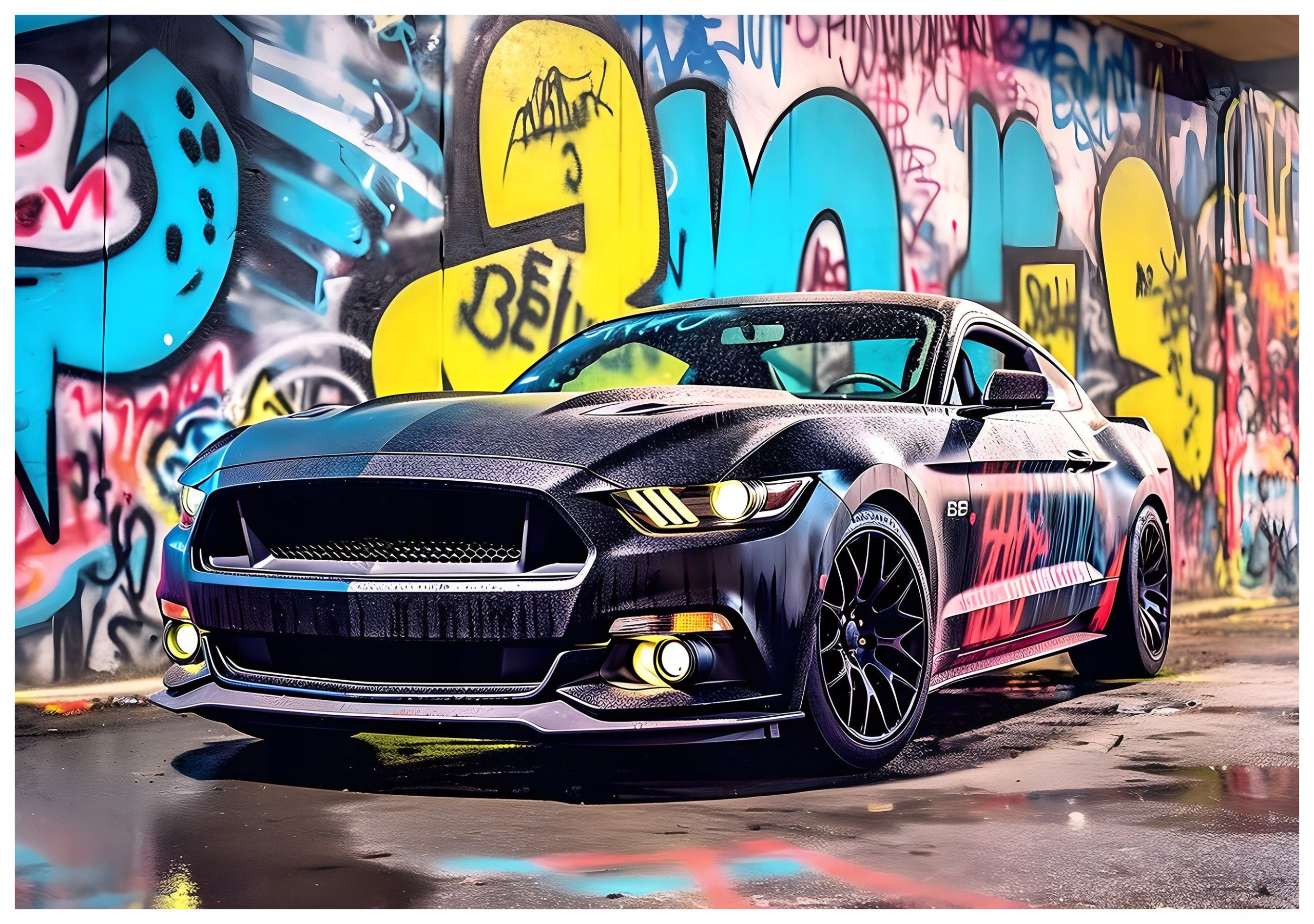Fototapeta Ford Mustang Graffiti Street Art Dynamika mesta 312x219 lepidlo