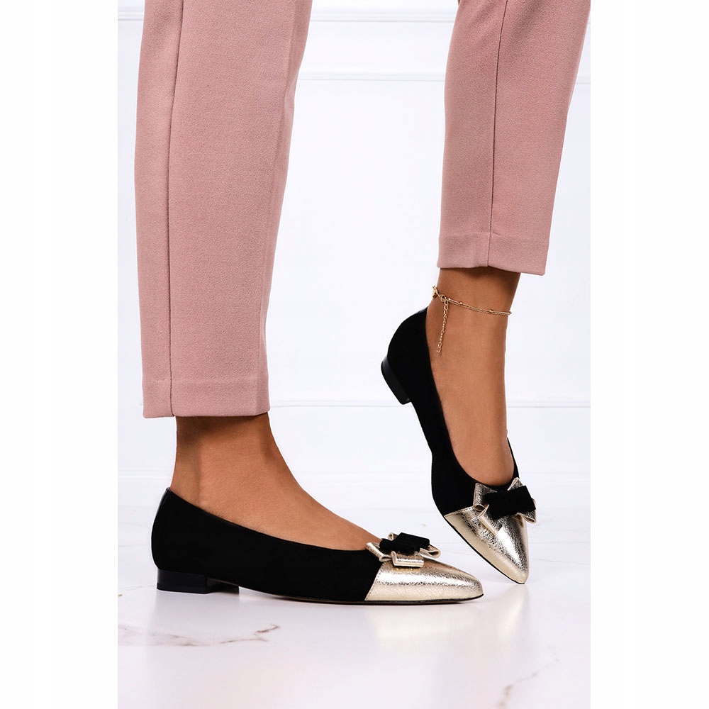 BALERINY BUTY SKÓRZANE ZAMSZOWE Z KOKARDĄ PL r 38 Cechy dodatkowe brak