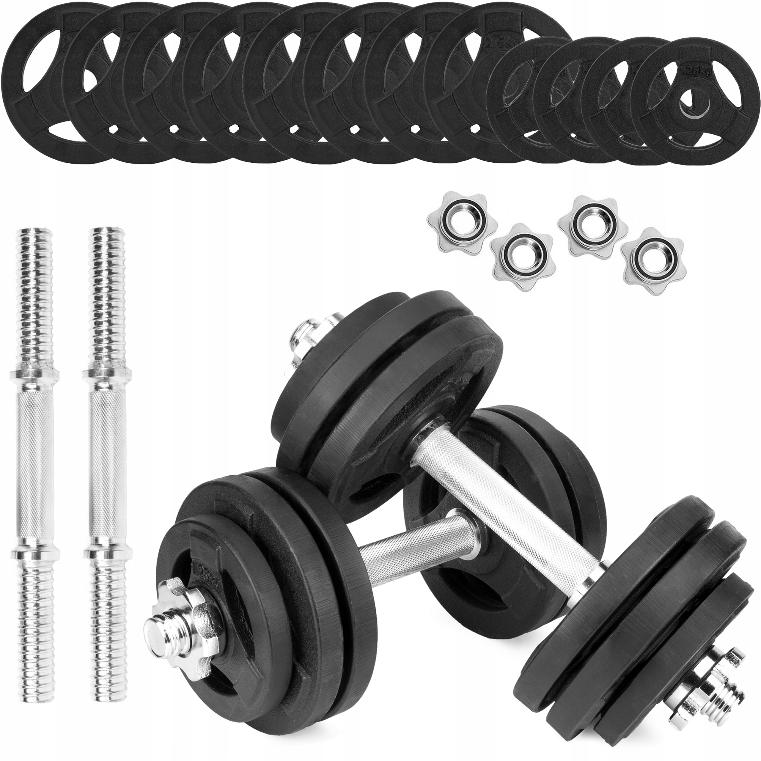 Hantle żeliwne regulowane 2x15kg kierownice gryfy zestaw do treningu 30kg