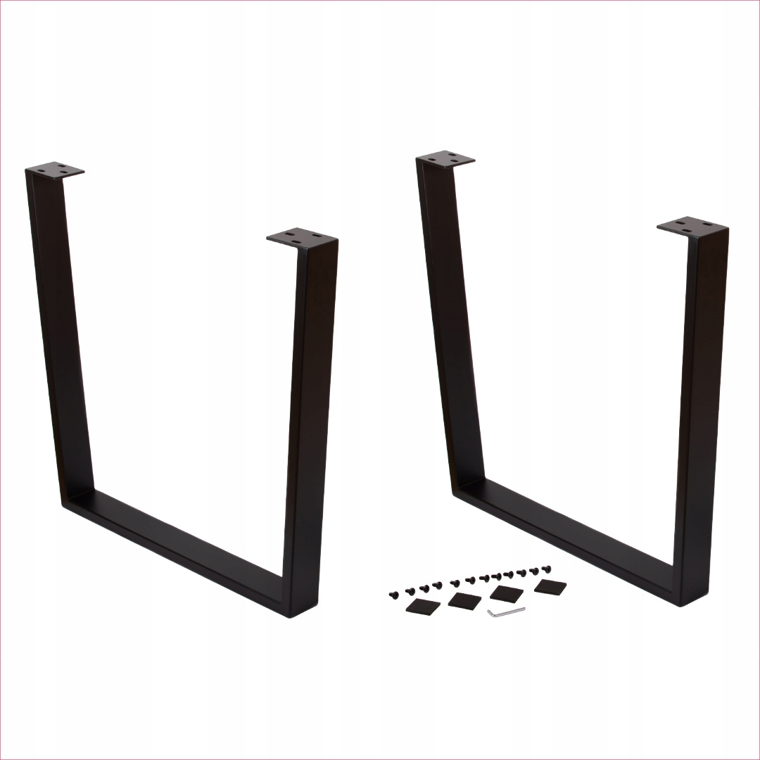 Nohy k stolu Loft – Veľké U Čierny mat 72 cm Profil 75x25 mm Oceľové