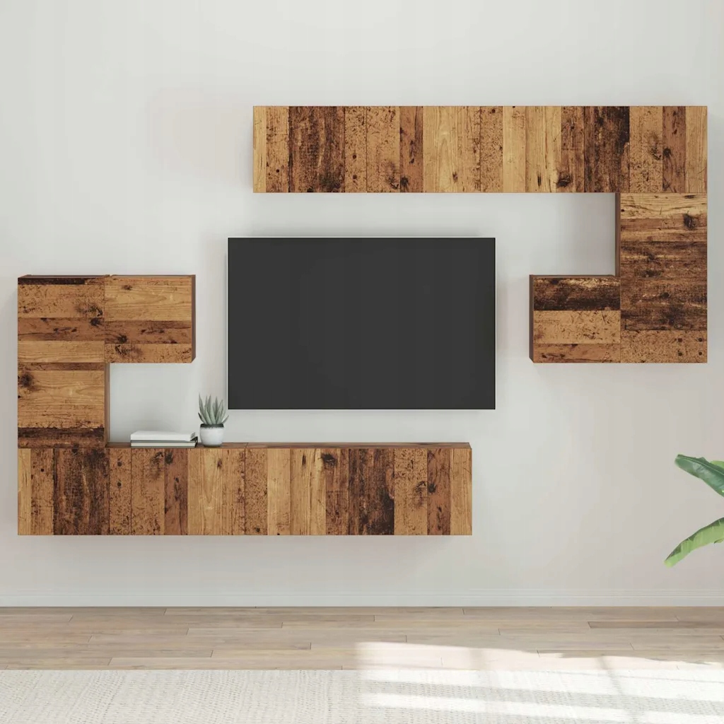 vidaXL Tv jednotky Nástěnný 4 pcs Staré dřevo Kompozitní dřevo