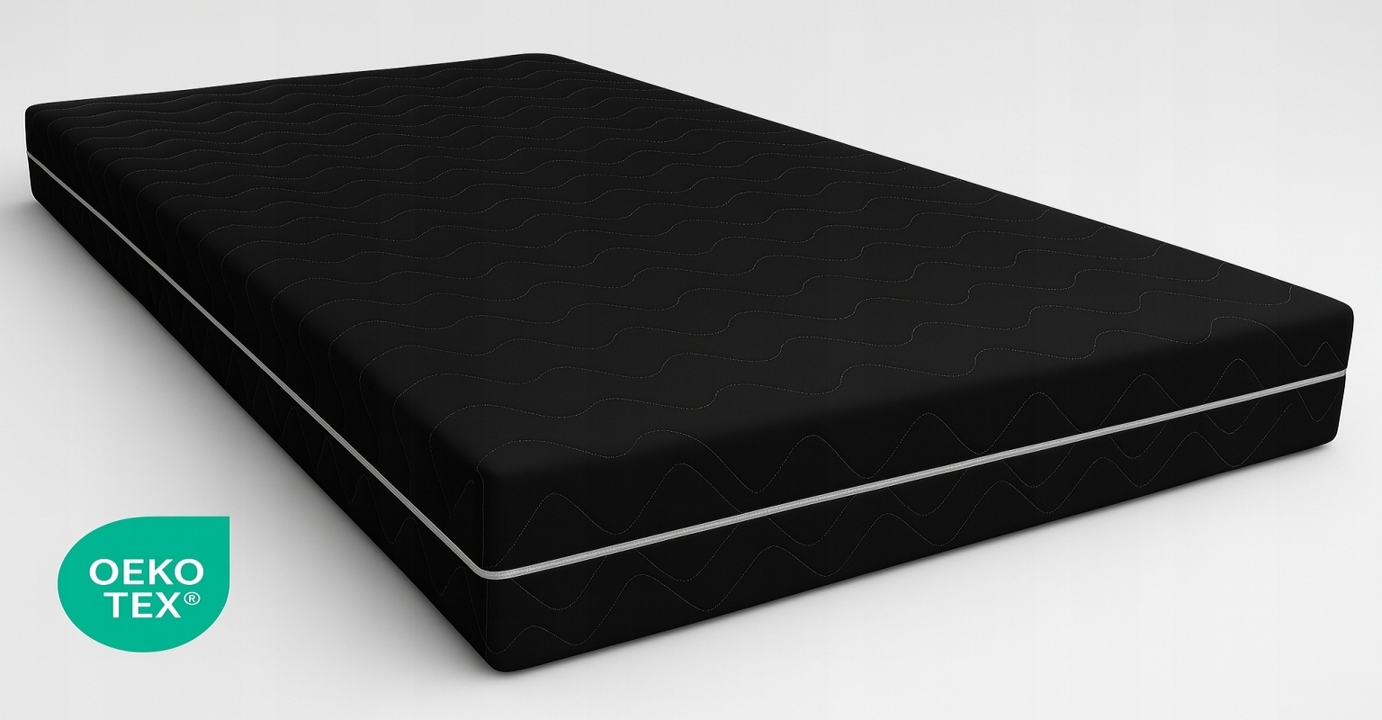 Materac piankowy 140X195 Czarny średnio twardy pianka Antyalergiczny