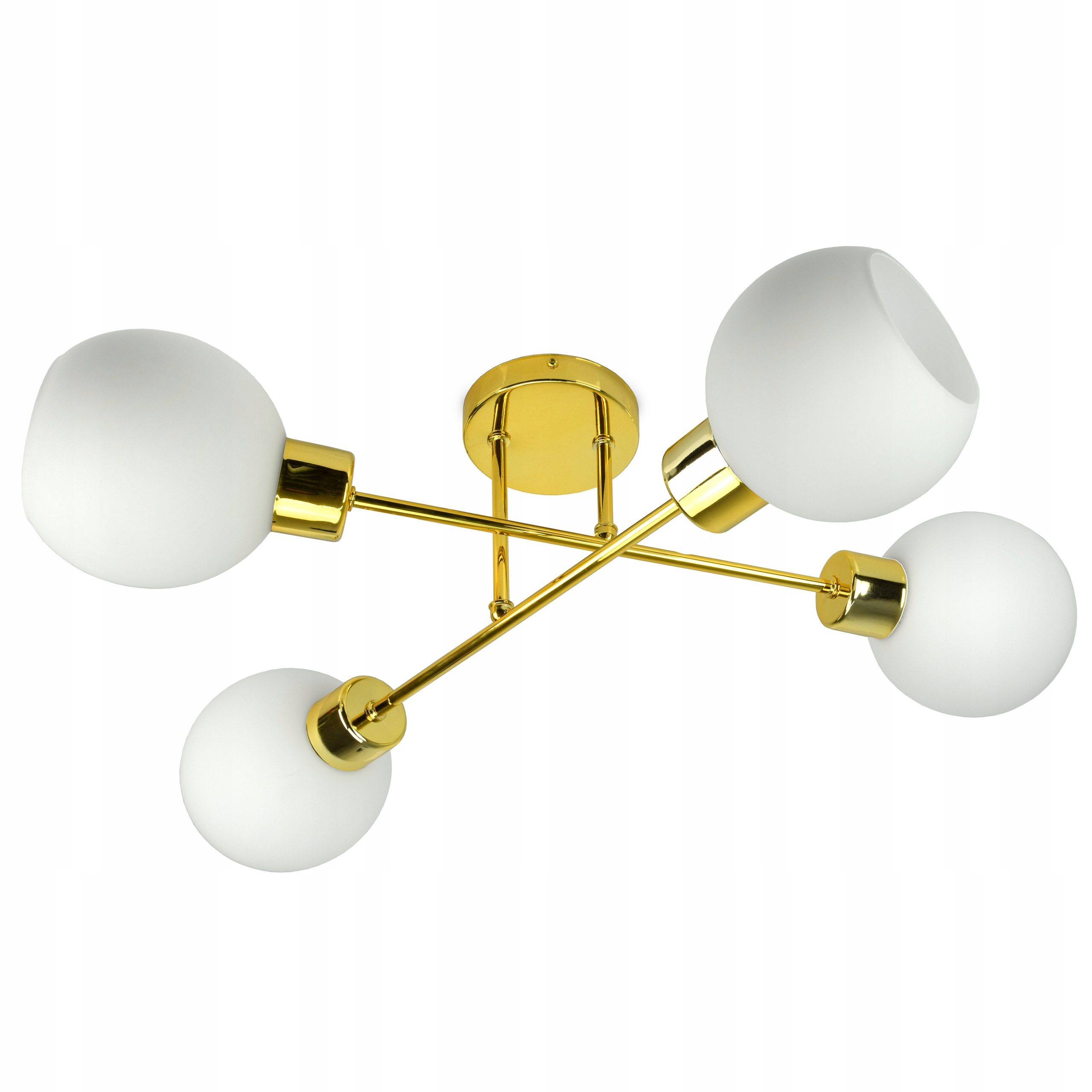 Závěsná lampa Lustr Stropní Svítidlo Zlatá Kule Bílá Matná