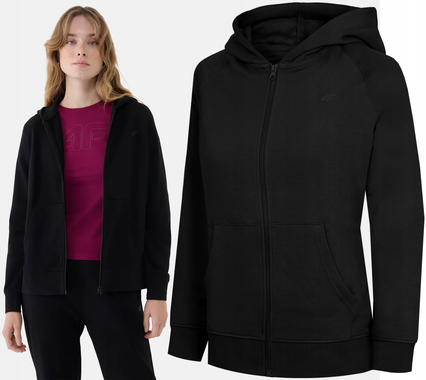 Bluza Damska 4F Dresowa Sportowa F1763 Z Kapturem Rozpinana Na Co Dzień L