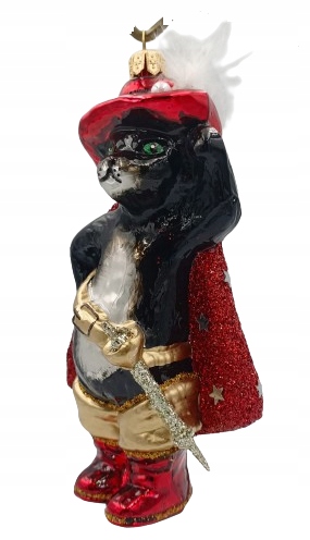 BOMBKI CHOINKOWE SZKLANE Kot w butach 14cm Marka inna