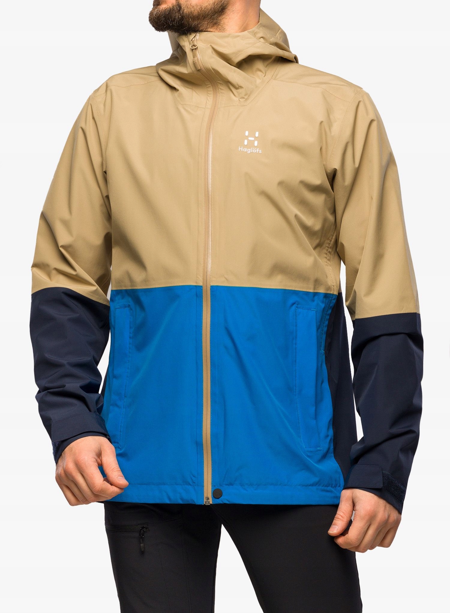 Pánská nepromokavá bunda Haglofs Finch Proof Jacket sand/tarn blue X
