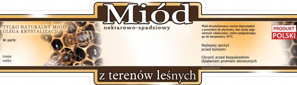 

Etykieta ozdobna na miód z Terenów Leśnych 100 szt