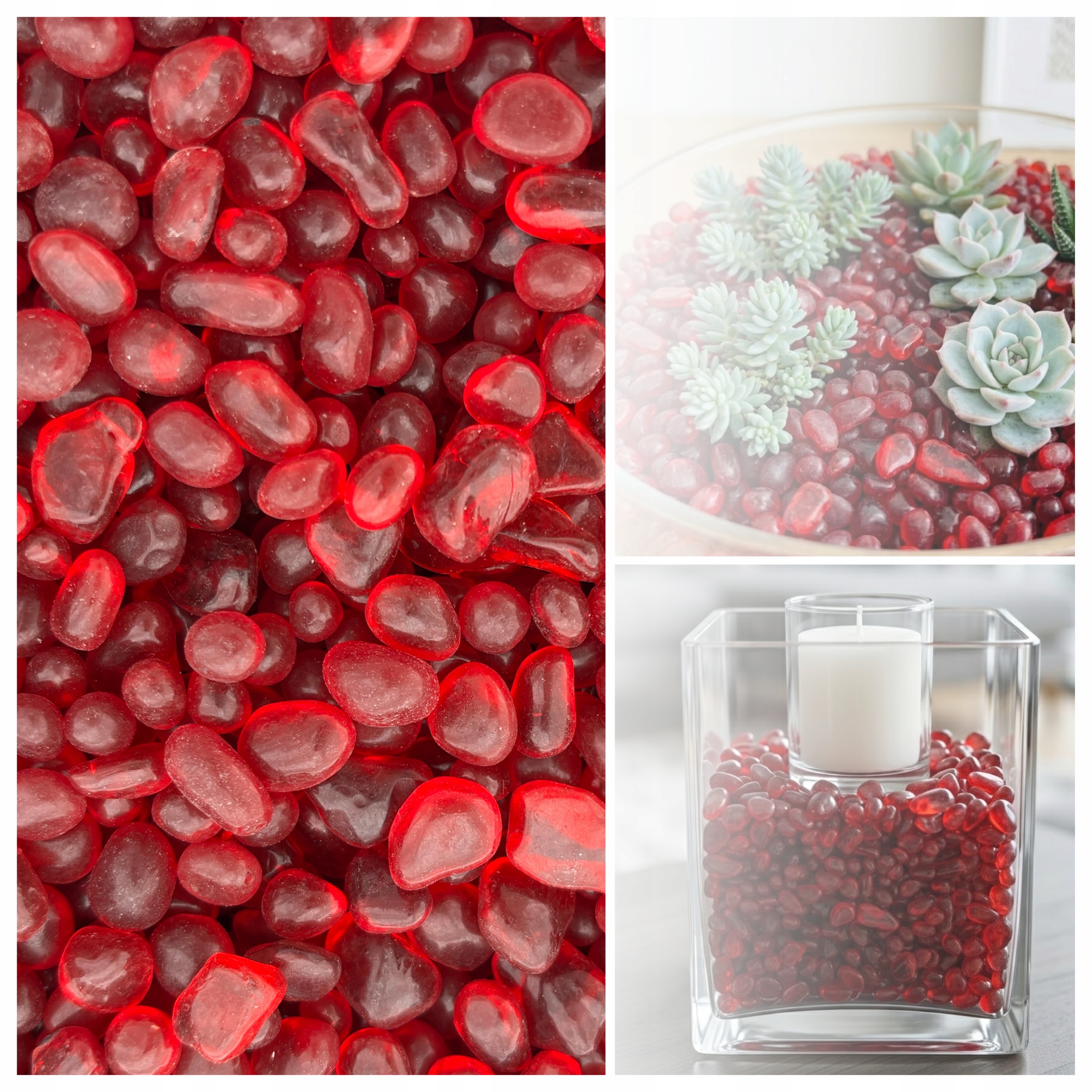Ozdobné Skleněné Ozdobné Kamínky Drobné Červené Cherry Drops 6-9 MM 5 Kg