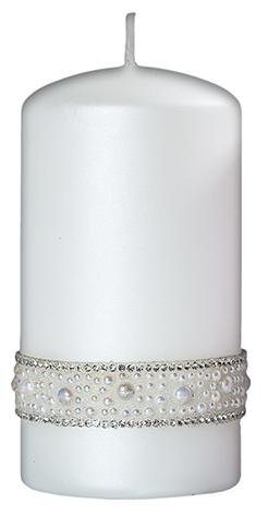 

Świeca ozdobna Crystal Glamour Walec Biała 130X70
