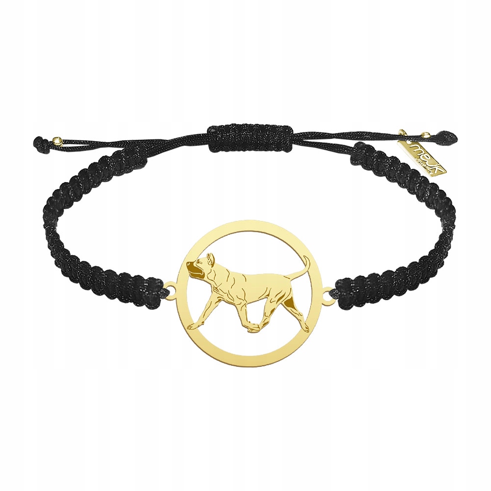 Zlatý náramek se psem Perro De Presa De Canario 925 Makramé Gravírování