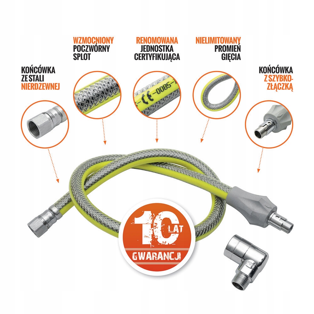 Plynová hadice Flexo-gas GW1/2'' s rychlospojkou – 1000 mm