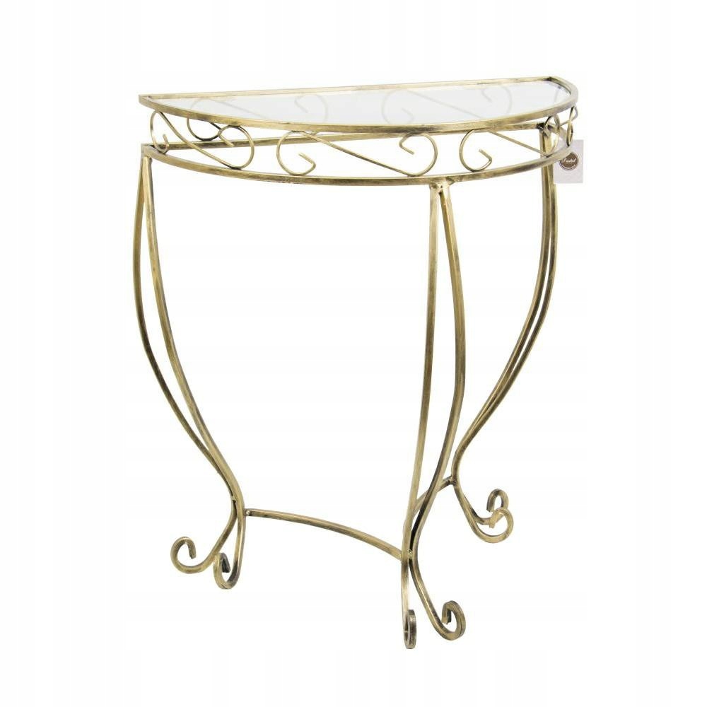 Konzolový stolík s kovovoplastickou sklenenou doskou