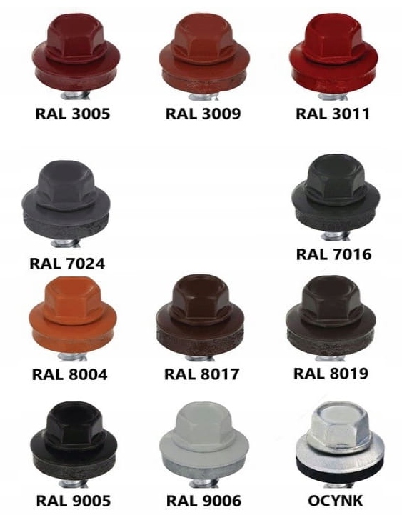 WKRĘTY FARMERSKIE 4,8x55mm RAL 8017 FARMERY 200szt Długość wkręta 55 mm