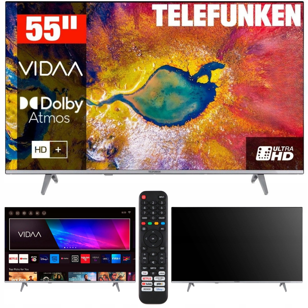 Telewizor Smart Tv Led 55" Telefunken D55U875M8CW DVBT2 4K HDR10 Bezramkowy