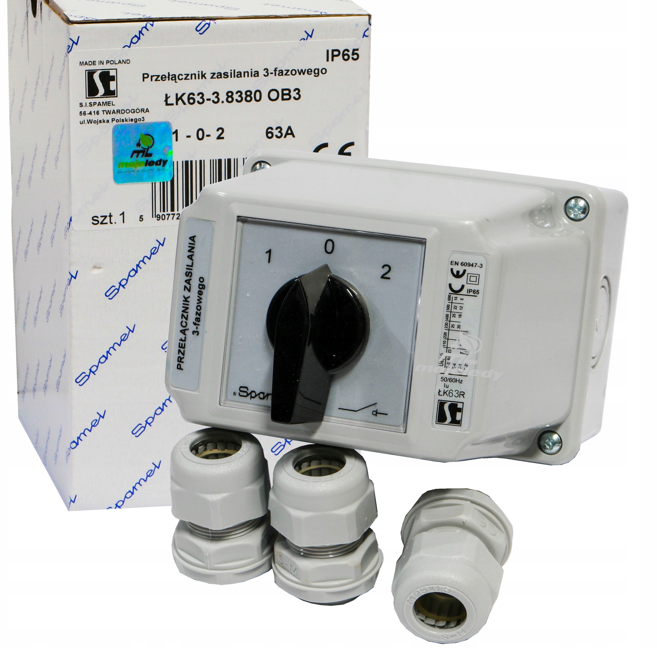 Prepínač napájania sieťový agregát 63A v puzdre