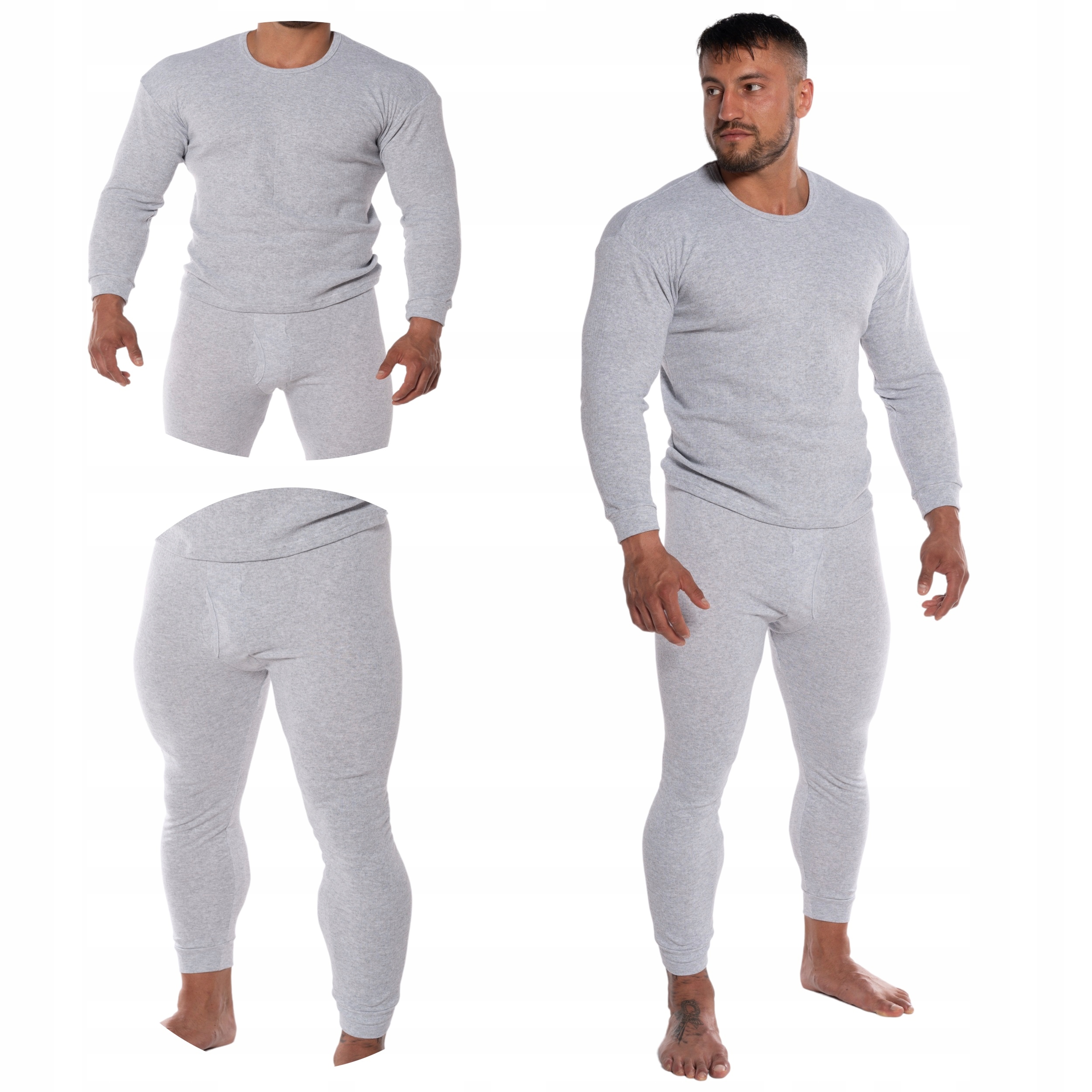 BAWEŁNIANY KOMPLET MĘSKI PODKOSZULEK KALESONY Ocieplane Termiczne Termo M
