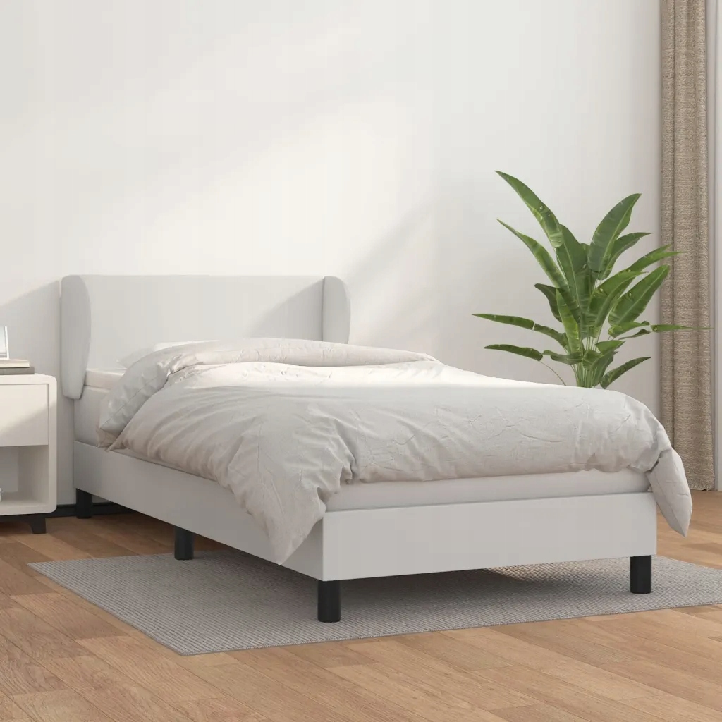 Box spring postel s matrací bílá 100x200 cm umělá kůže Bílá 3127176