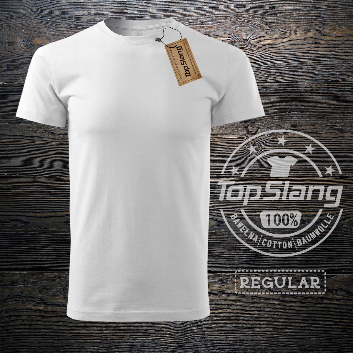 

Topslang koszulka męska bawełniana biała t-shirt