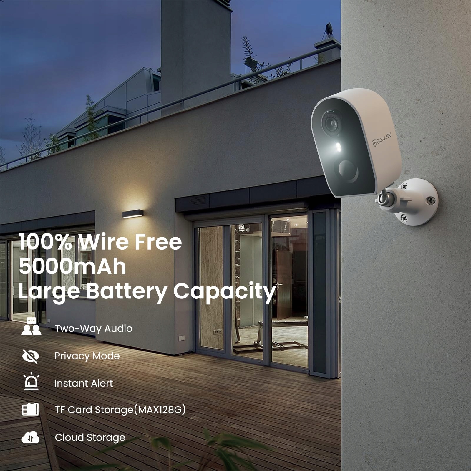 GALAYOU Kamera Zewnętrzna 2K Akumulatorowa Bezprzewodowa IP65 Audio Nocna — miniatura 2