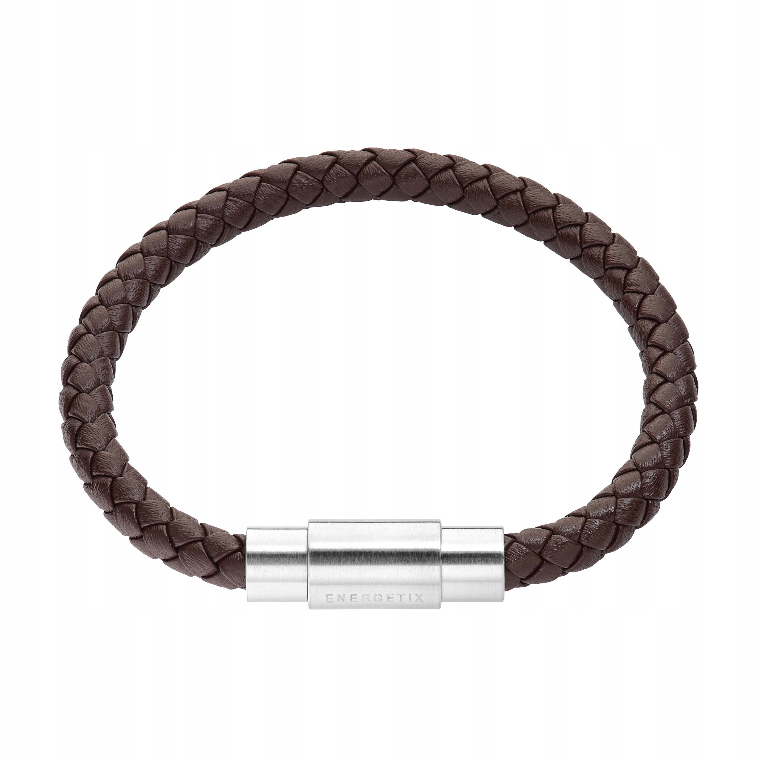 Kožený magnetický náramek Pletená Ocel Chirurgická Hnědá Pánská