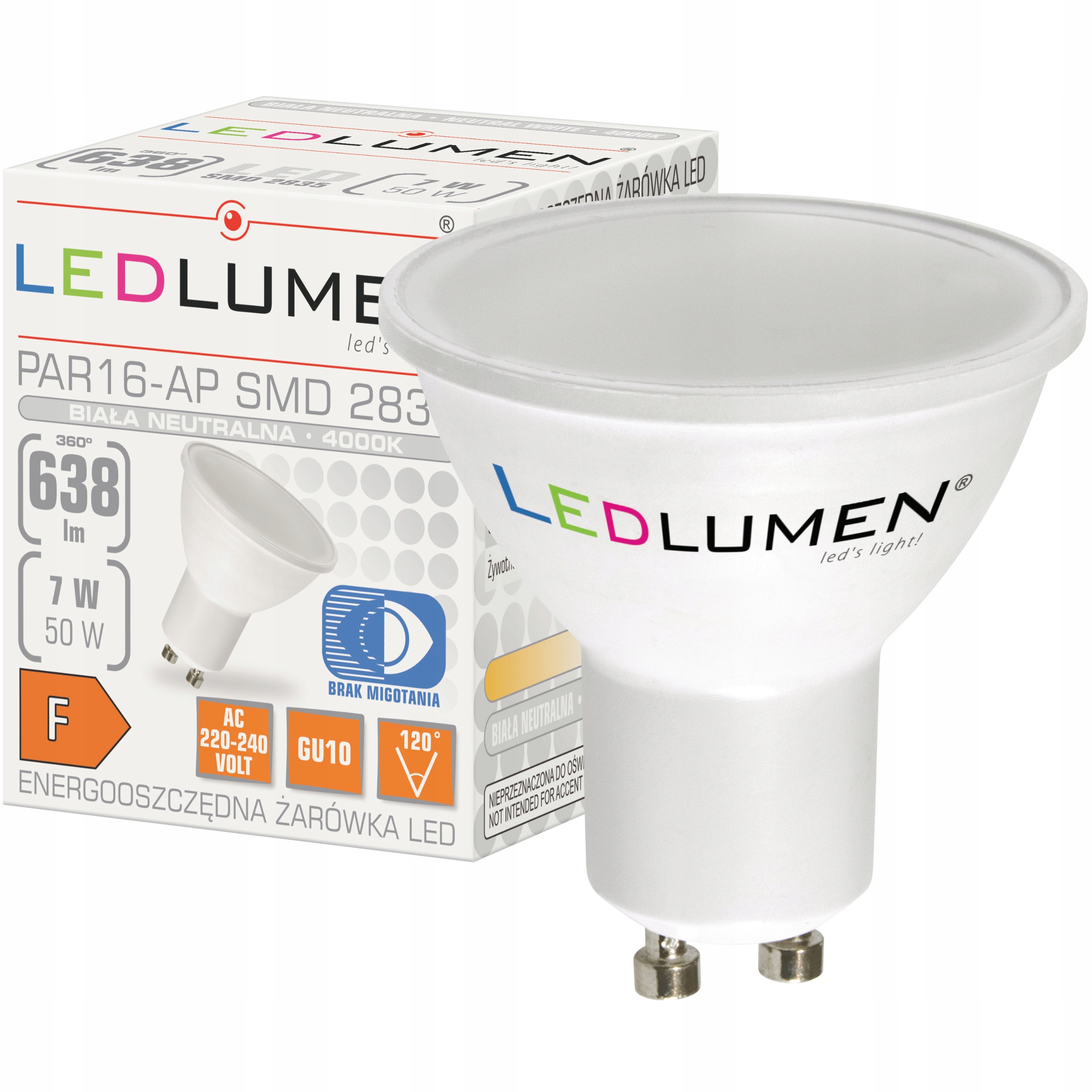 

Żarówka Led GU10 PAR16 7W=50W Smd 638lm Neutralna