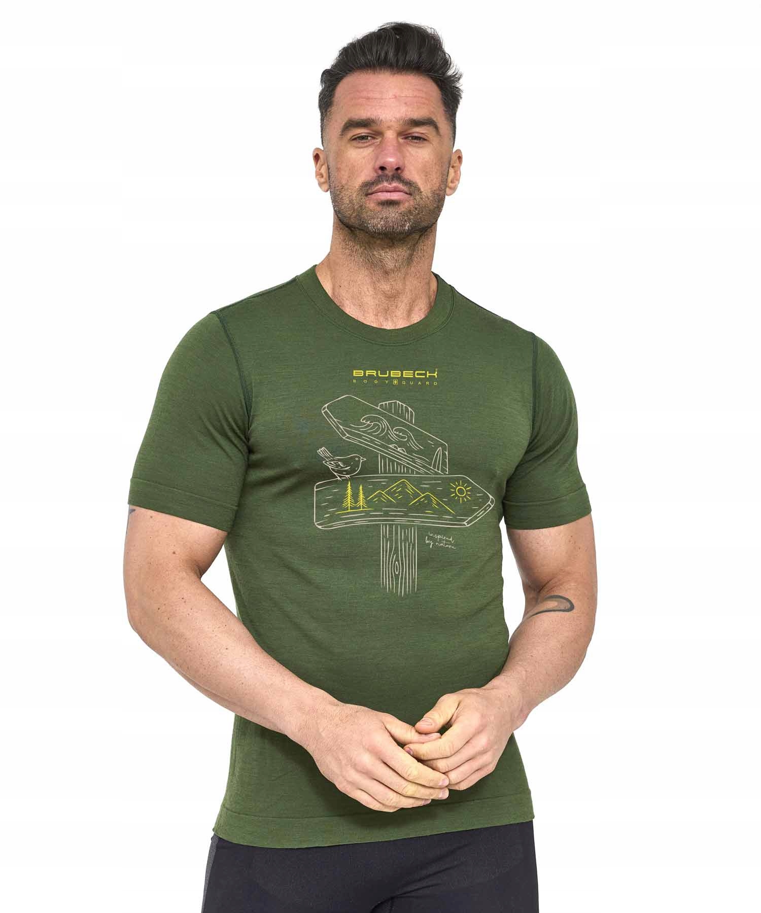 Trekkingowa Podoszulka męska z merino z merynosa Brubeck Outdoor zielony L