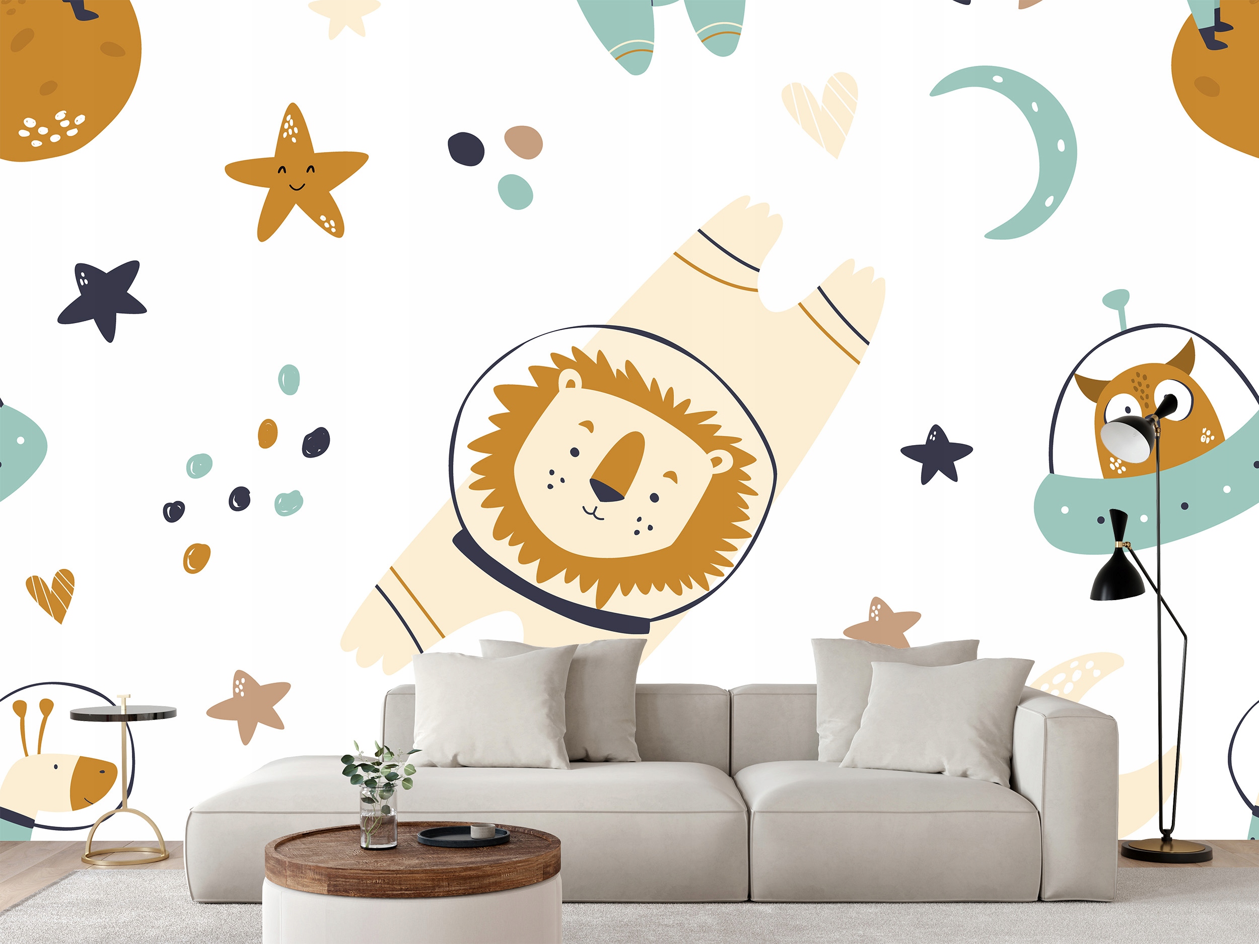 Fototapeta Ilustrácia Zvieratá Kosmos Do Detskej Izby 450 x 300 cm