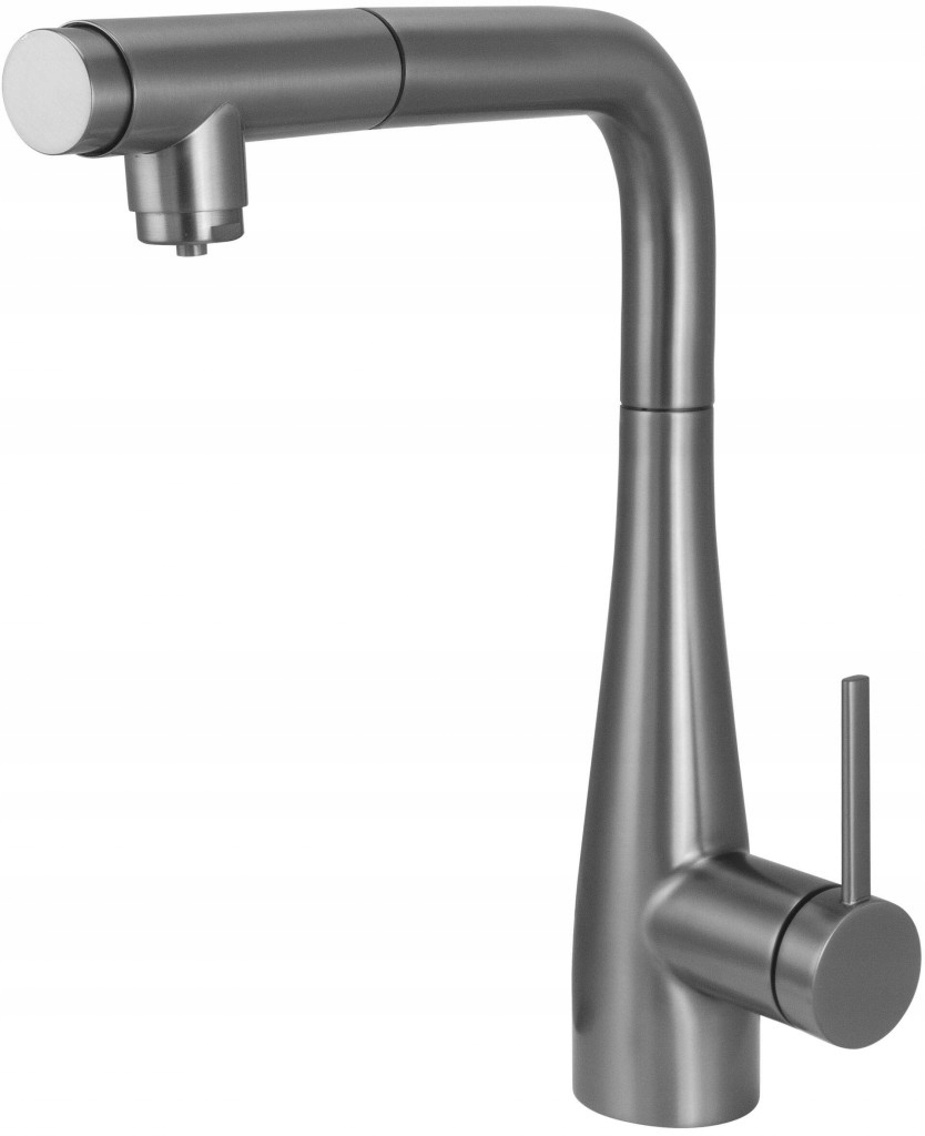 Kuchynská batéria Eridan titánová, s prípojkou na vodný filter, s výsuvným vývodom