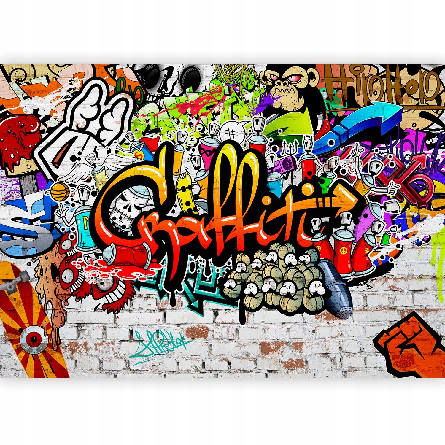 FOTOTAPETA GRAFFITI SKATE STREETART MURAL MUR MŁODZIEŻOWA SYPIALNIA 250x175