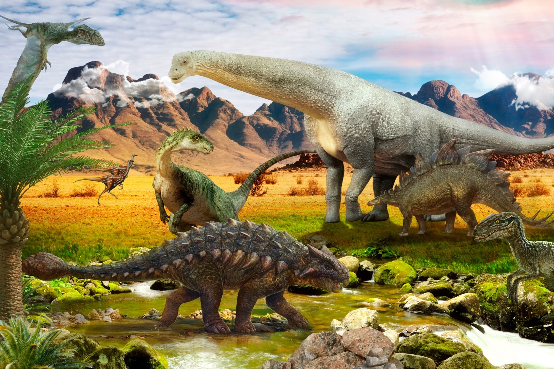 Fototapeta pro děti Dinosauři skály 3D 270x180