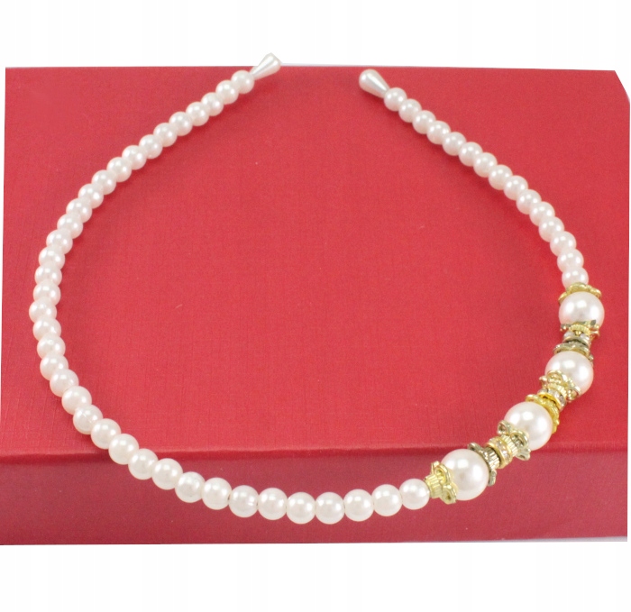 OPASKA DO WŁOSÓW BIAŁE PERŁY PEREŁKI GOLD