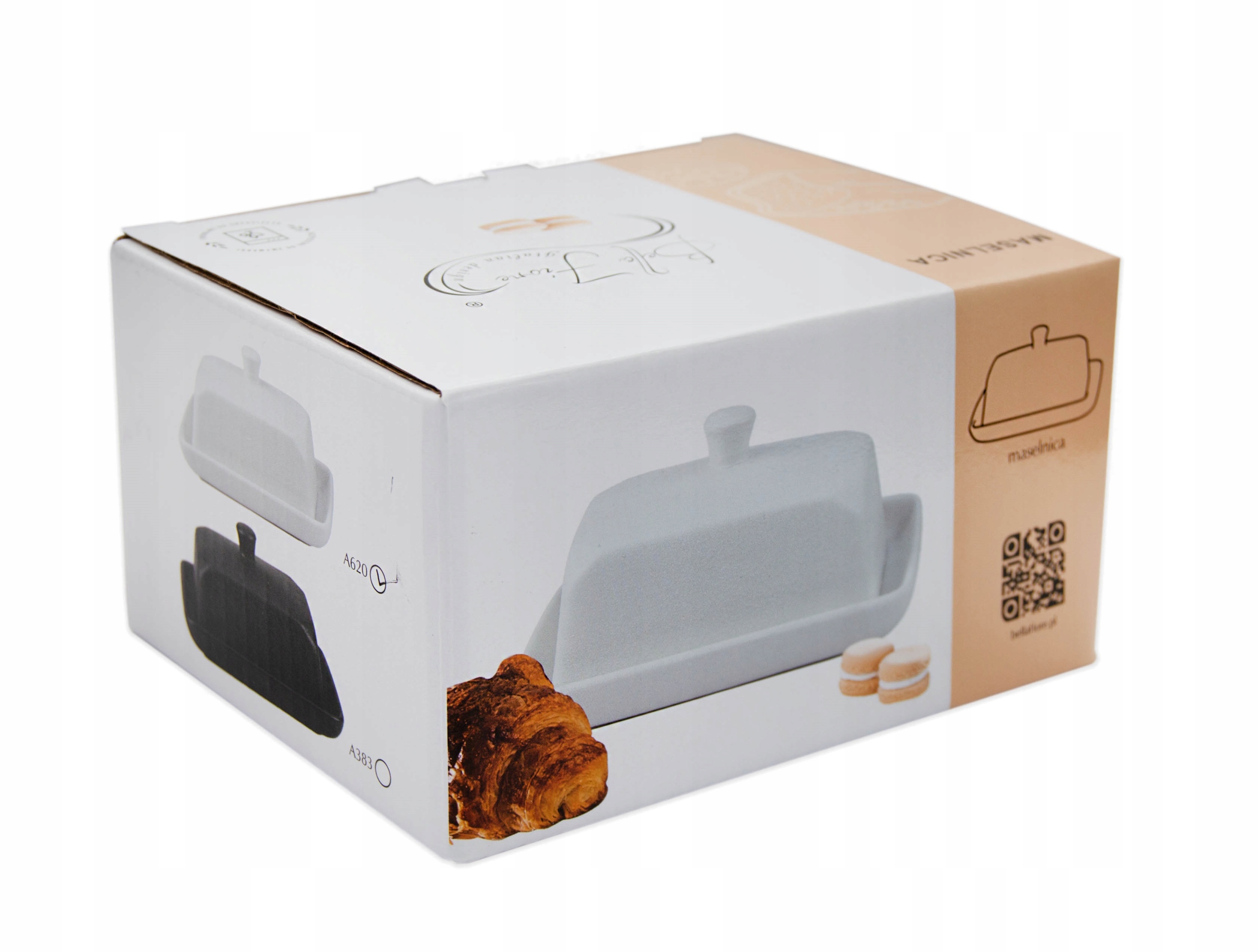 MASELNICZKA BIAŁA PORCELANA Z POKRYWKĄ POJEMNIK NA MASŁO EAN (GTIN) 5902738214412