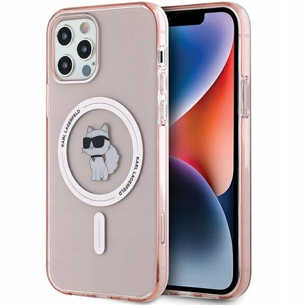 Pouzdro Karl Lagerfeld IML Choupette MagSafe na iPhone 12 12 Pro růžové