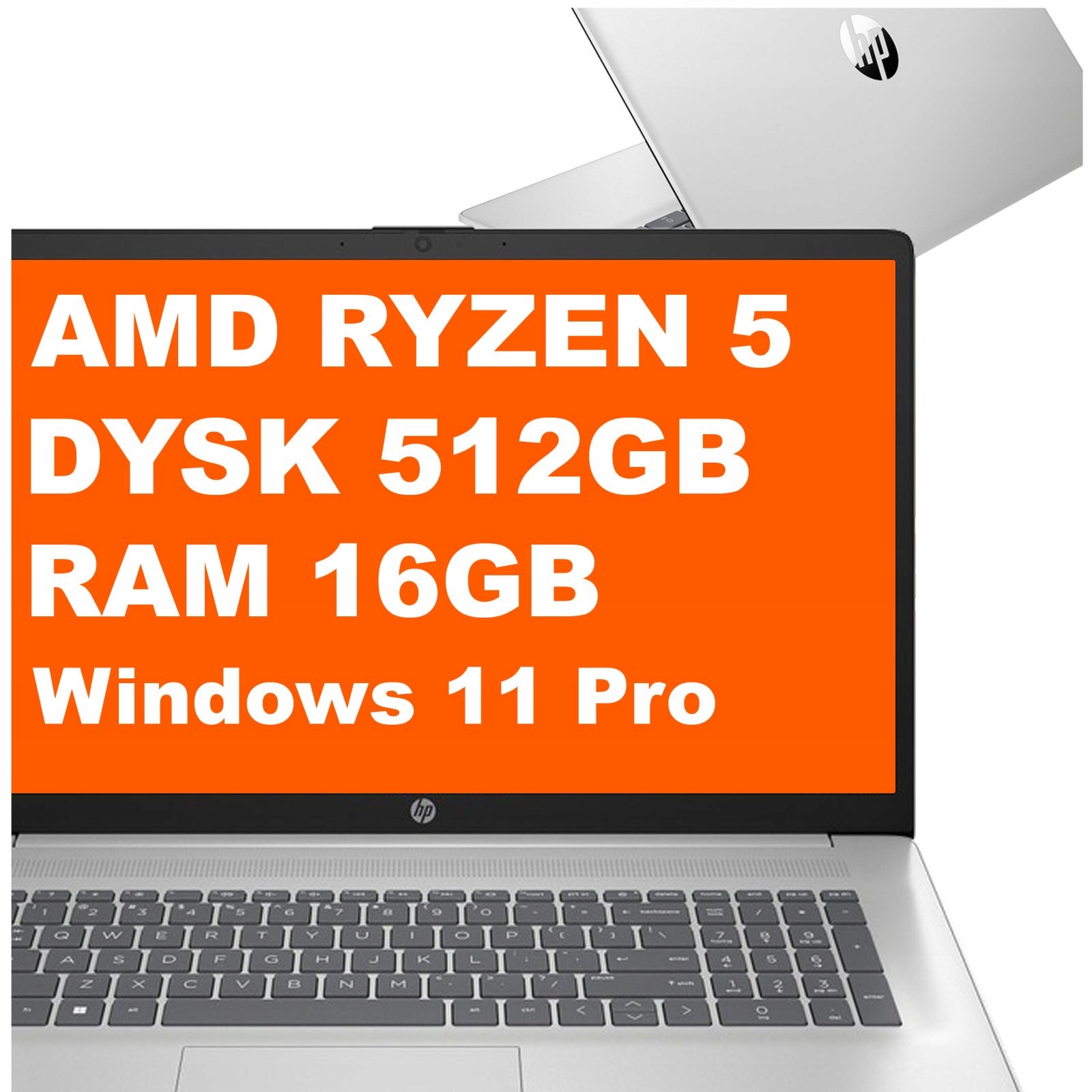 Notebook Hp 17-cp Amd Ryzen 5 16GB 512GB Amd Radeon FullHD Win 11 Pro Stříbrný