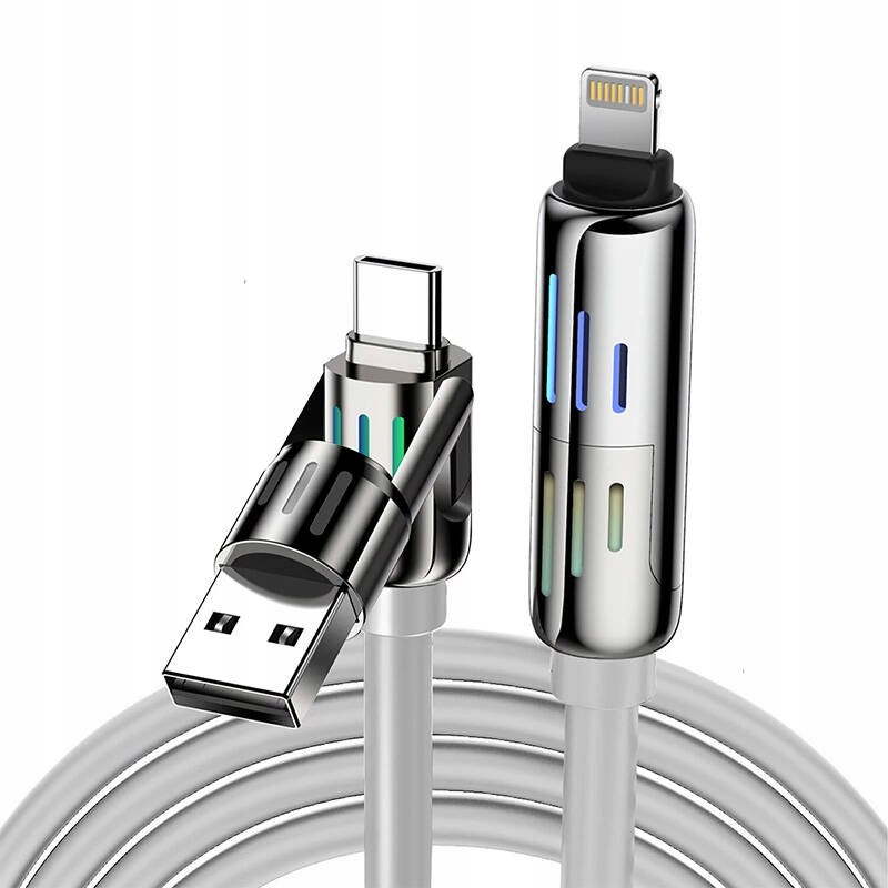 BlitzWolf 4w1 USB-C/USB-A do USB-C/Lightning  BW-HDC6 1,2m 240W RGB Szary