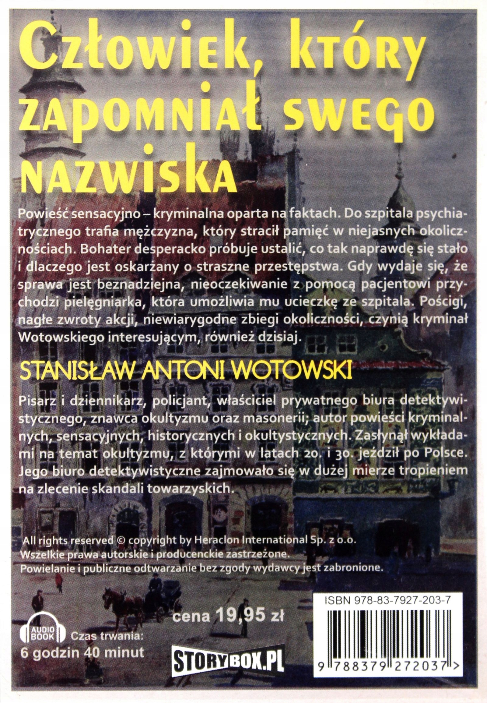 CZŁOWIEK, KTÓRY ZPOMNIAŁ SWEGO NAZWISKA - STANISŁAW ANTONI WOTOWSKI AUDIOBO Stan opakowania oryginalne