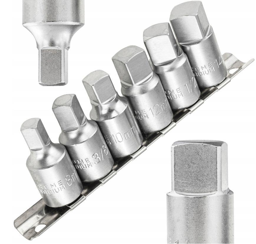 Klucz Klucze Kwadratowe Wpustowe Do Korków Korka Oleju 3/8'' 1/2" 8-14 MM