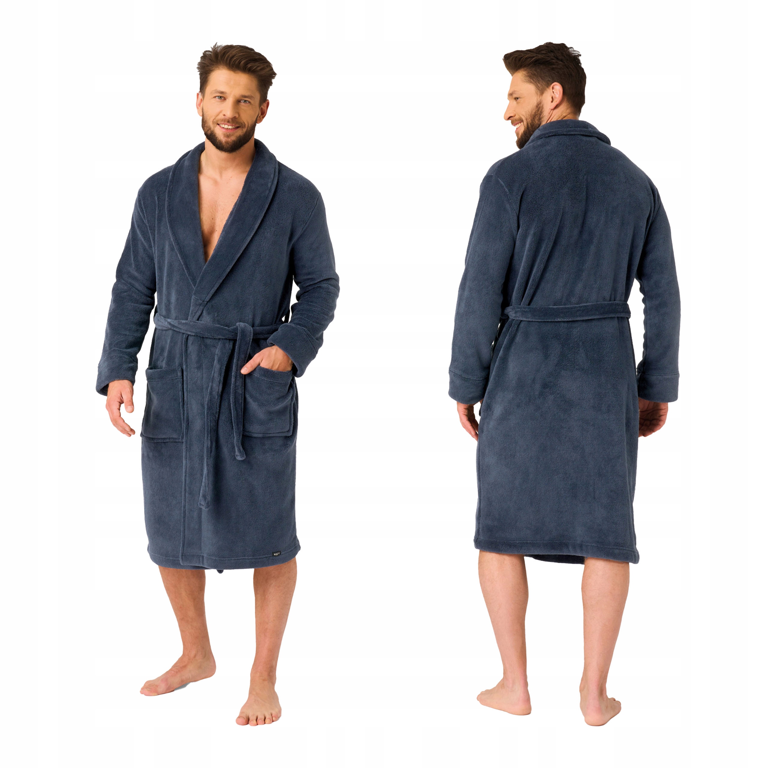 Pánský flanelový teplý dlouhý župan na zimu za koleno Key M/L