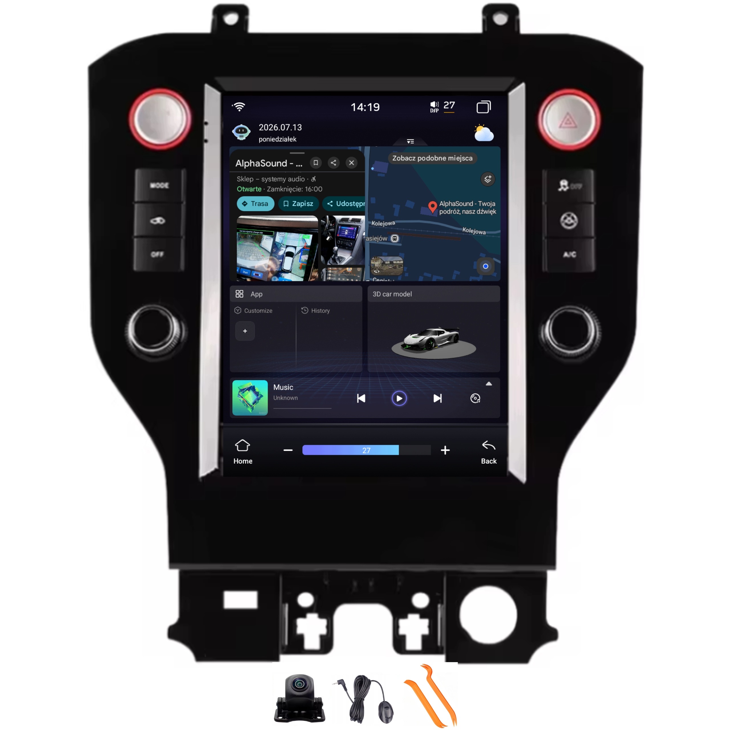 Radio Android Navigácia Ford Mustang 15-18 6/128GB Lte 4G CarPlay Gps