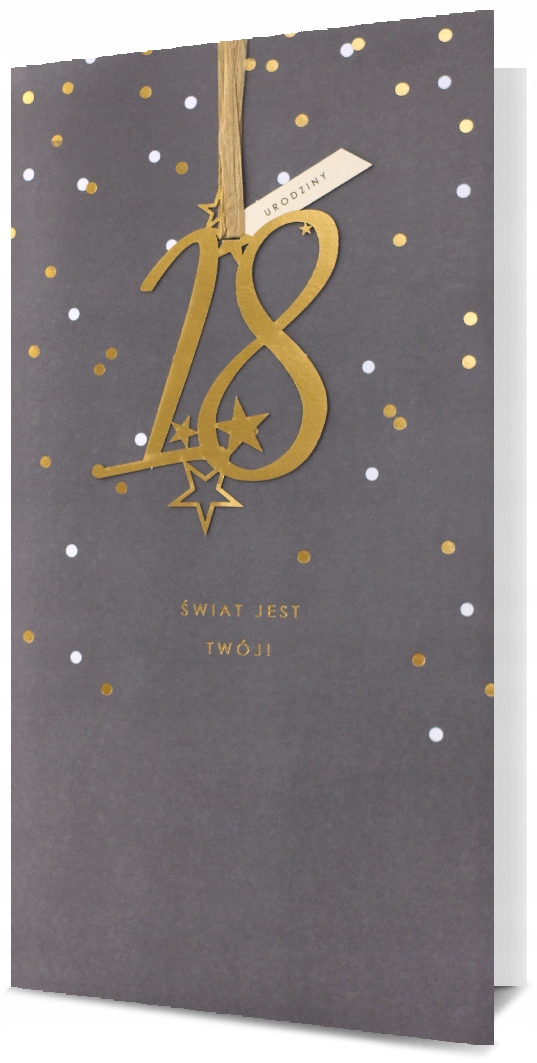 KARTKA NA URODZINY 18 OSIEMNASTKA ZŁOCONA HM 1099