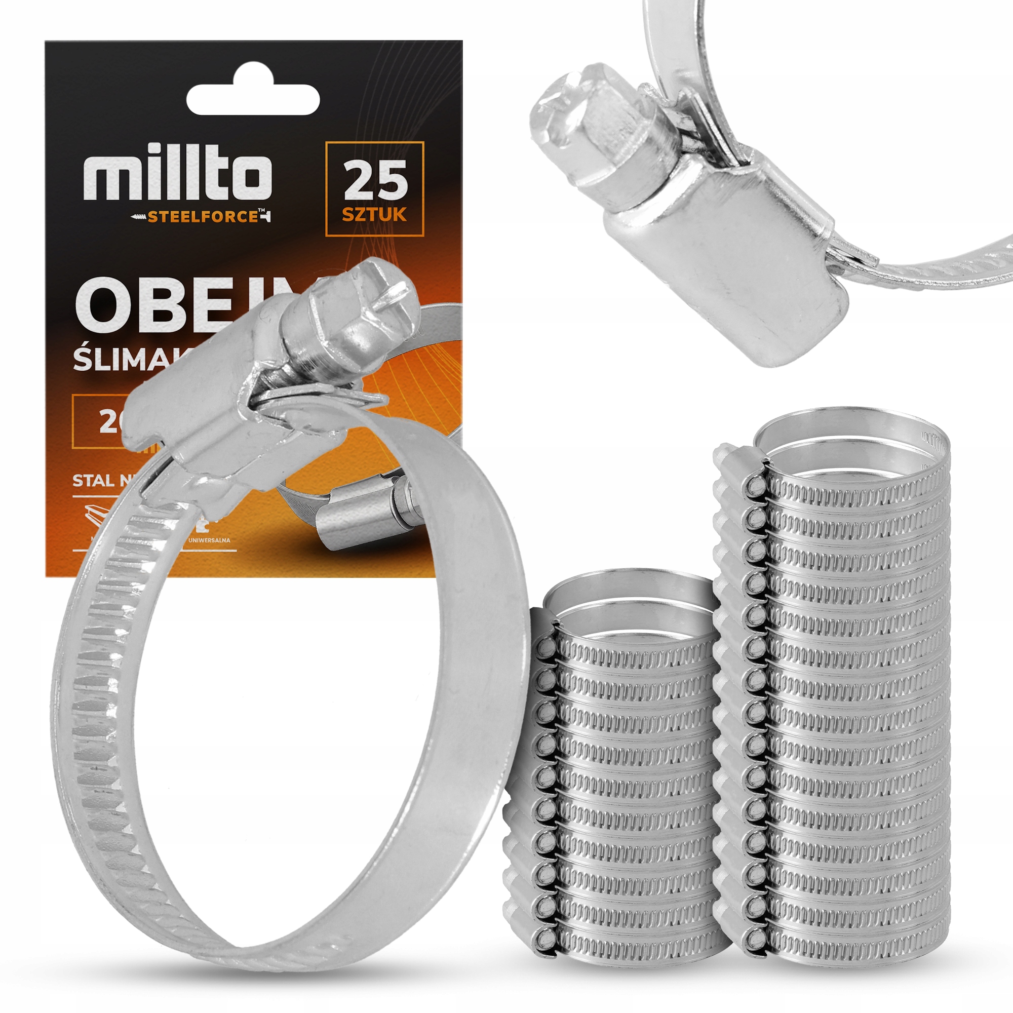 25x Opaska Zaciskowa Metalowa 20-32 Cybant Obejma Ślimakowa Skręcana S Nq-m