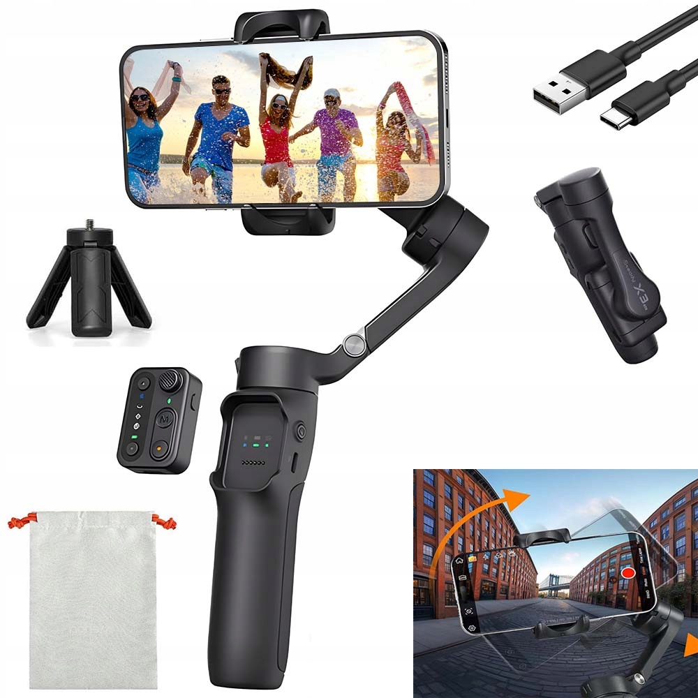 Stativ na Telefon, Sada pro Stabilizaci Videa Ideální pro Vlogování, Selfie a Cestování
